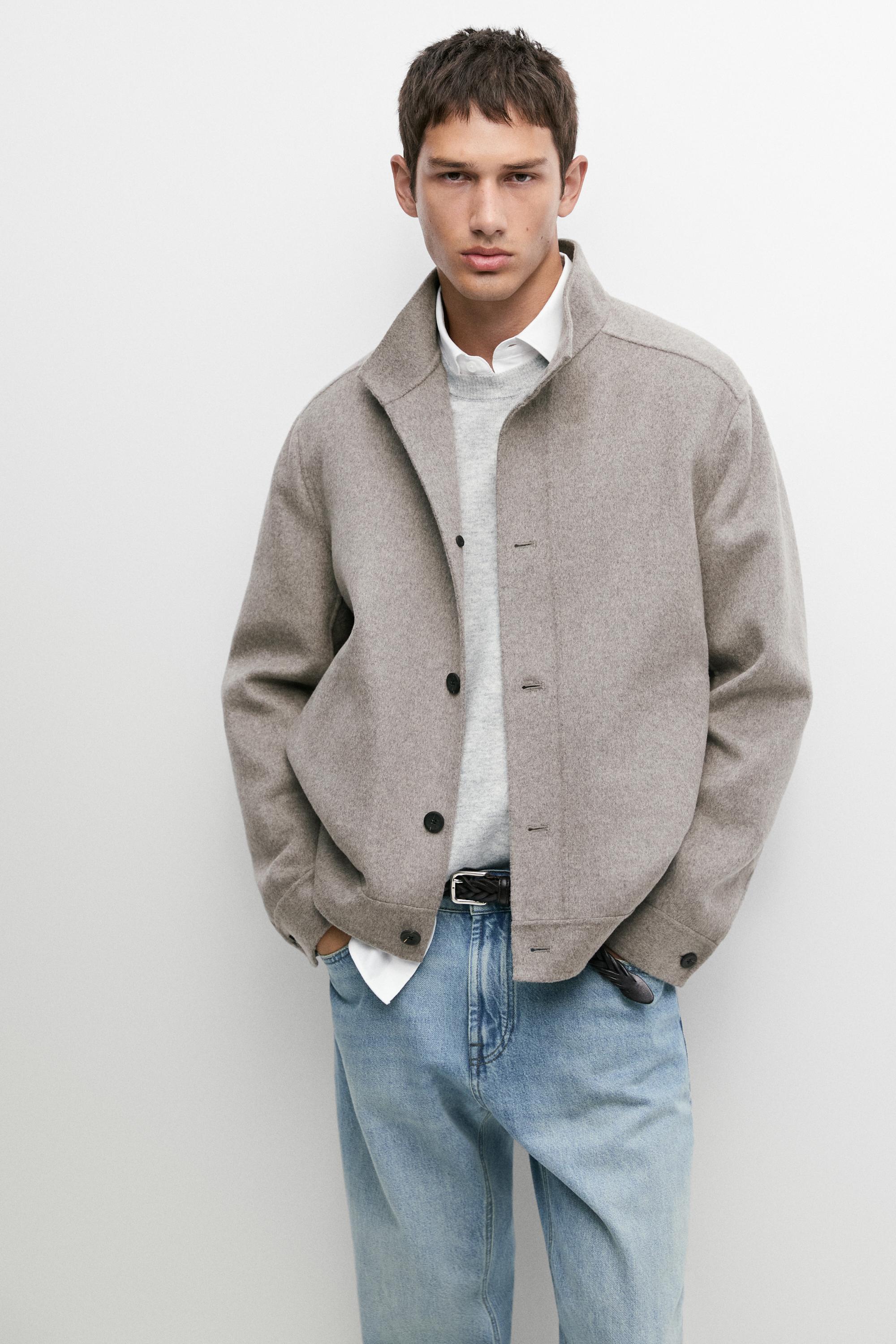 Wool blend high neck double fabric jacket